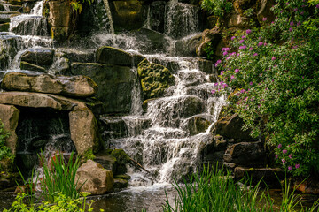 The cascade, waterfall in the park. Virginia Water, London