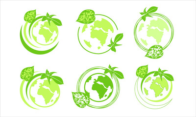 Plants flowers circle world earth logo icon
