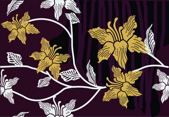 Indonesian batik motifs with very distinctive, exclusive plant patterns. vector EPS 10