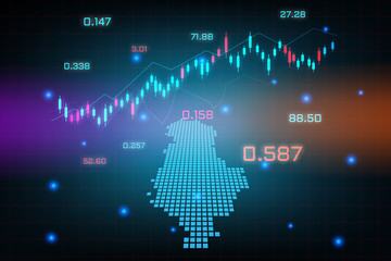 Stock market background or forex trading business graph chart for financial investment concept of Albania map. business idea and technology innovation design.
