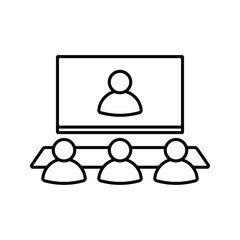 Online meeting icon. Video conference icon.  Digital communication sign. Internet teaching media. vector illustration