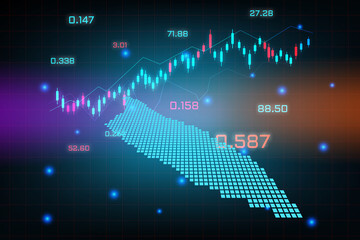 Stock market background or forex trading business graph chart for financial investment concept of Aruba map. business idea and technology innovation design.
