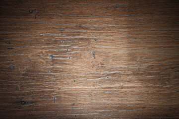 Fototapeta premium Plank wood table floor with natural pattern texture background.