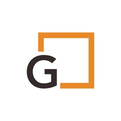 Letter G Logo design with square frame line