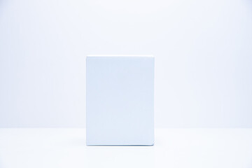 White Cube with perspective isolated on grey background ready for branding.