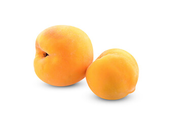 Yellow peaches isolated on a white background.