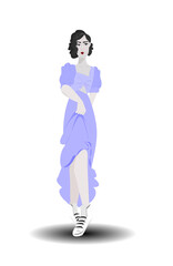 Illustration LGBT Cartoon character on white isolated background. People standing pose 
 vintage fashion.