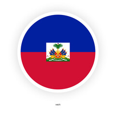 Haiti circle flag with shadow on white background. 