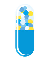 医薬品市販薬カプセルの薬のイラスト白背景　透明カプセル