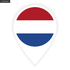 Netherlands marker icon with white border on white background. Holland pin icon isolated on white background.