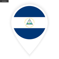 Nicaragua marker icon with white border on white background. Nicaragua pin icon with shadow isolated on white background.