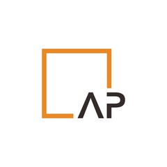 Letter AP Logo design with square frame line