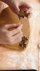 Ginger bread cookies homemade cooking for Christmas traditional dessert. Kids and family love to prepare to make dough and bake them. Then paint them with sugar paste to decor in many colors.