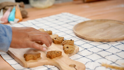 Ginger bread cookies homemade cooking for Christmas traditional dessert. Kids and family love to prepare to make dough and bake them. Then paint them with sugar paste to decor in many colors.