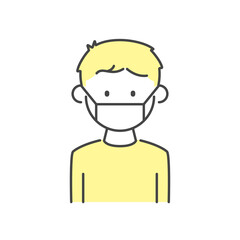 マスクをする男性　Illustration of a man wearing a mask.