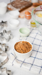 Green ginger bread cookies homemade cooking for Christmas traditional dessert. Kids and family love to prepare to make dough and bake them. Green tea cookies