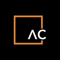 Letter AC Logo design with square frame line