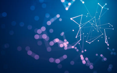 Abstract background. Molecules technology with polygonal shapes, connecting dots and lines. Connection structure. Big data visualization.