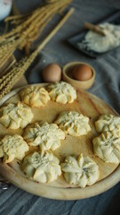 Soft bread cookies homemade, traditional dessert.  Preparation to make dough and bake them for brown baked cookies recipe.