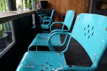 Fototapeta na wymiar Interior and decoration bar style of a coffee shop or cafe restaurant, design of a cafe retro style