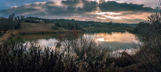Fields, forests and roads in autumn