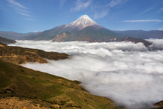 Mount Damavand, a potentially active volcano, is a stratovolcano which is the highest peak in Iran and the highest volcano in Asia.