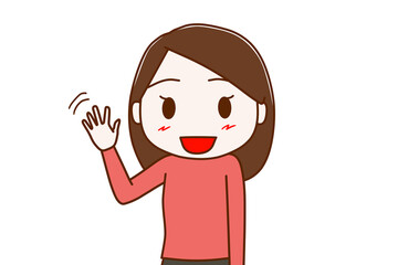 手を振って挨拶をする女性