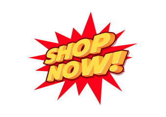 Shop now message 3d text, Can be used for promotions, ads, social media campaigns.