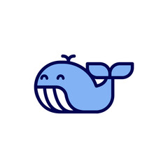 Simple whale icon cartoon style.
