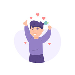facial expression of a boy who likes vegetables or broccoli. vegetarians, like green vegetables, healthy children. someone who is happy. flat style. vector illustration design