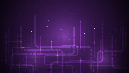 Electronic circuit design on a dark purple background.