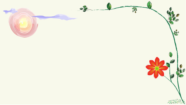 Art & Illustration Template for PowerPoint presentation, romantic letters, watercolour painting