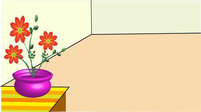 frame template vase 3d in a colourful room