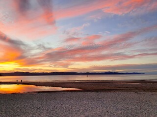 sunset on Kuatuna beach in the Coromandel, NZ