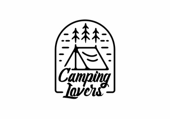 Camping lovers line art badge
