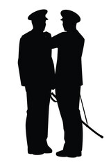 Military general give ranking promotion for his soldier silhouette vector on white background