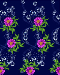 seamless  paisley and flower design pattern on background