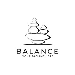 stone rock balancing logo spa wellness vector emblem illustration design