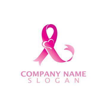 Modern style cancer awareness ribbon that indicate progress logo template