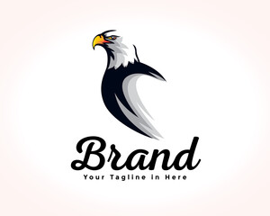 elegant eagle hawk falcon artistic drawing art logo design illustration