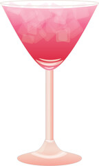 Martini Glass with Pink Red Cocktail
