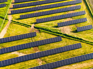 Solar Energy Farm. Drone View
