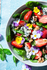 Healthy Clean Eating. Summer Salad with Strawberry and Spinach