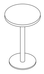 丸テーブルの線画イラスト