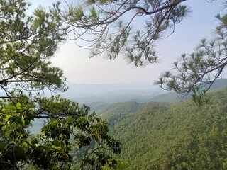 Fototapeta na wymiar Nice view of landscape on submit Mountain