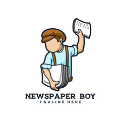 newspaper boy retro young news media - obrazy, fototapety, plakaty
