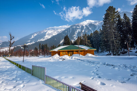 View of Betab Valley in winter season, near Pahalgam, Kashmir, India