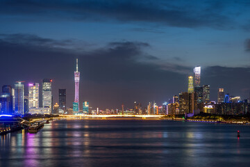 Fototapeta na wymiar Guangzhou city buildings skyline night view