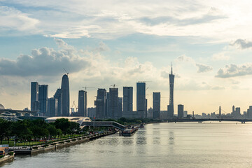 Fototapeta premium Guangzhou Pazhou City Architecture Sunset Dusk Skyline