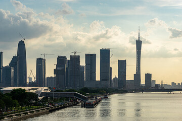 Guangzhou Pazhou City Architecture Sunset Dusk Skyline